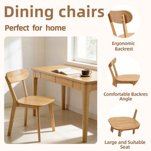 English Elm 100% Solid Wood Dining Chair Set with Curved Backrest and Mid Century Modern Style W3204P498563