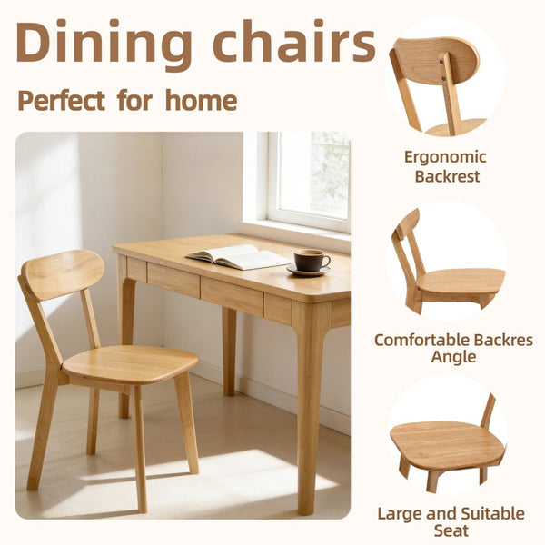English Elm 100% Solid Wood Dining Chair Set with Curved Backrest and Mid Century Modern Style W3204P498563