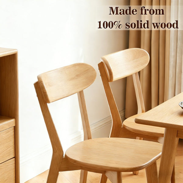 English Elm 100% Solid Wood Dining Chair Set with Curved Backrest and Mid Century Modern Style W3204P498563