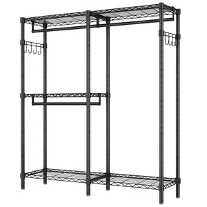 English Elm Garment Rack L Shaped Carbon Steel Corner Organizer with Three Rods and Mesh Shelves W3204P504602