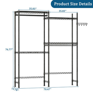 English Elm Over Washer Dryer 4 Tier Steel Shelving Unit with Wire Basket and Rotating Hook W3204P504604