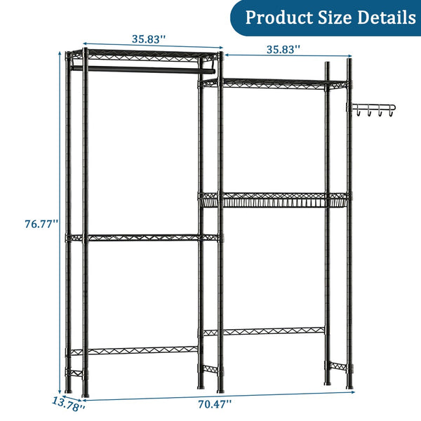 English Elm Over Washer Dryer 4 Tier Steel Shelving Unit with Wire Basket and Rotating Hook W3204P504604