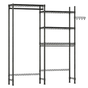 English Elm Over Washer Dryer 4 Tier Steel Shelving Unit with Wire Basket and Rotating Hook W3204P504604
