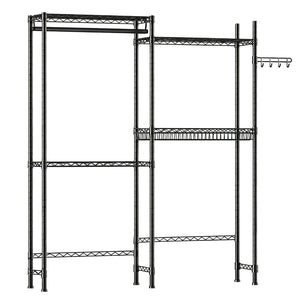 English Elm Over Washer Dryer 4 Tier Steel Shelving Unit with Wire Basket and Rotating Hook W3204P504604