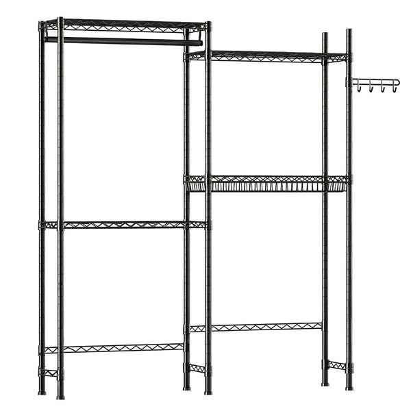 English Elm Over Washer Dryer 4 Tier Steel Shelving Unit with Wire Basket and Rotating Hook W3204P504604