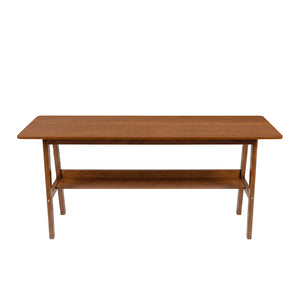 English Elm 63" Mid-century Walnut Finish Two-person Workstation with Open Shelf for Home Office W3204P504763