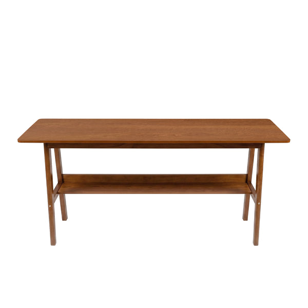 English Elm 63" Mid-century Walnut Finish Two-person Workstation with Open Shelf for Home Office W3204P504763