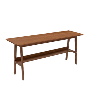English Elm 63" Mid-century Walnut Finish Two-person Workstation with Open Shelf for Home Office W3204P504763