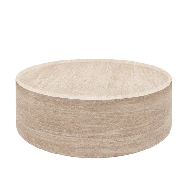 English Elm 39.37 Inch Round Faux Marble Coffee Table Low Profile Modern Living Room Accent W3204P507592