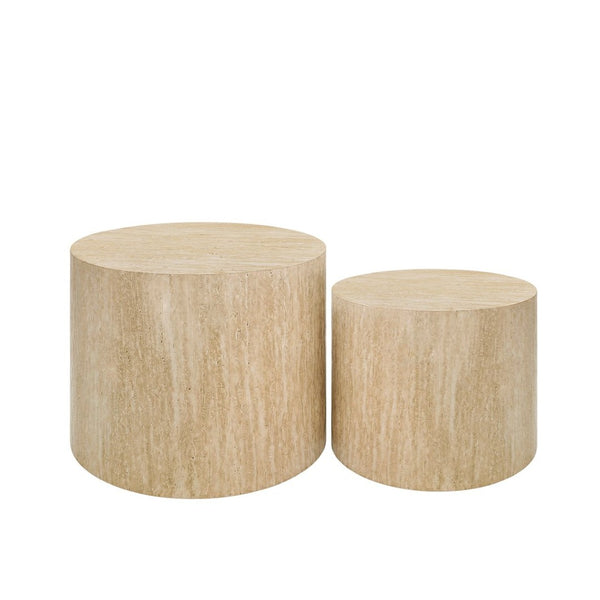 English Elm Nesting Coffee Tables Round Walnut Finish Mdf Set Assembly Free Modern Living Room Duo Beige Gray+White W3204P512875