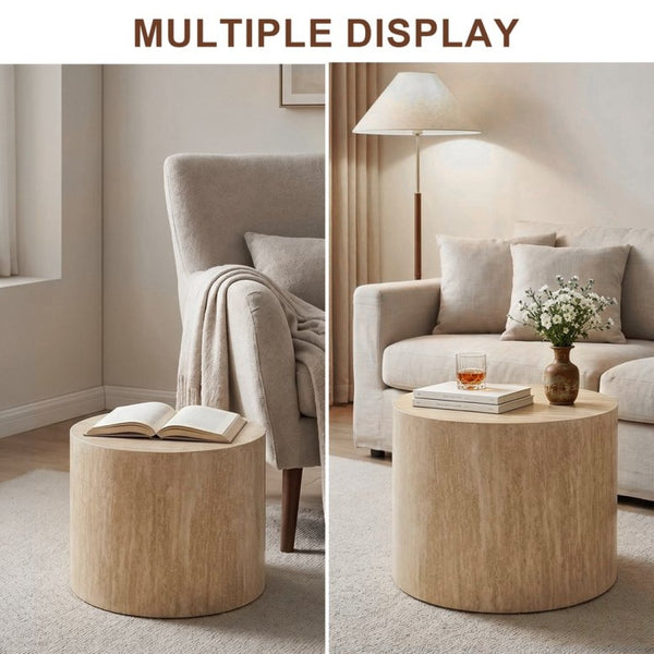 English Elm Nesting Coffee Tables Round Walnut Finish Mdf Set Assembly Free Modern Living Room Duo Beige Gray+White W3204P512875
