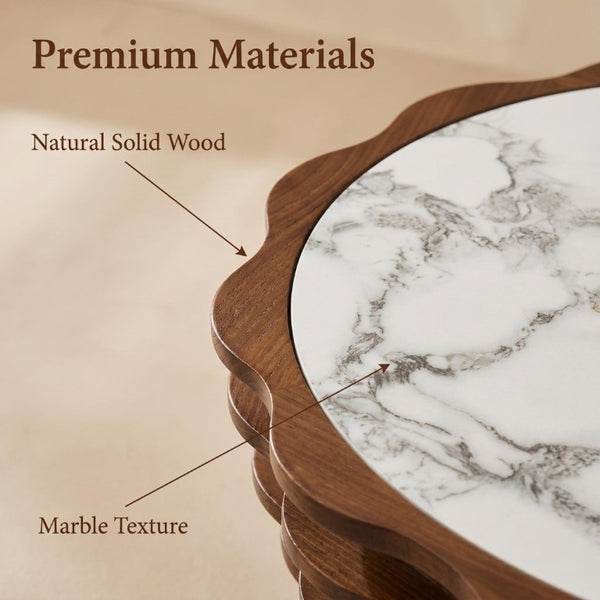 English Elm 32.1 Inch Sculptural Round Coffee Table Marble Stone Patterned Top for Living Room W3204P520854