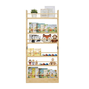 English Elm 6 Tier Solid Wood Behind Door Bookshelf Slim Open Storage for Bedroom or Playroom W3204P521905