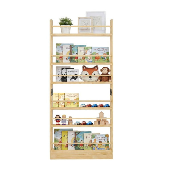 English Elm 6 Tier Solid Wood Behind Door Bookshelf Slim Open Storage for Bedroom or Playroom W3204P521905