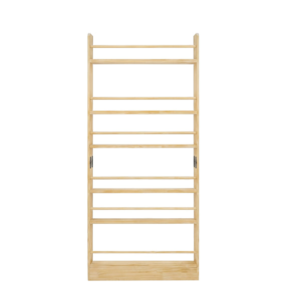 English Elm 6 Tier Solid Wood Behind Door Bookshelf Slim Open Storage for Bedroom or Playroom W3204P521905