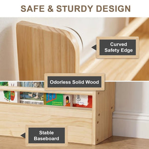 English Elm 6 Tier Solid Wood Behind Door Bookshelf Slim Open Storage for Bedroom or Playroom W3204P521905