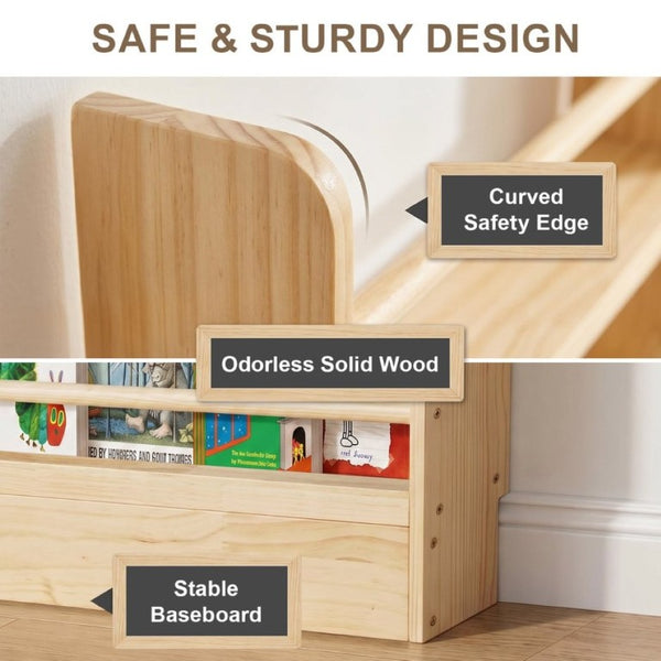 English Elm 6 Tier Solid Wood Behind Door Bookshelf Slim Open Storage for Bedroom or Playroom W3204P521905