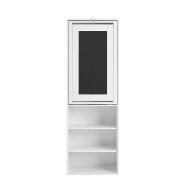 English Elm Folding Wall Mounted Desk with Chalkboard Open Shelves for Small Space Home Office White W3204P521932
