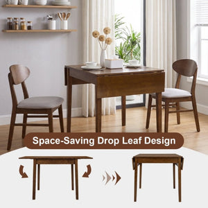 English Elm 31- 31-47 Drop Leaf Dining Table Birch Veneer Walnut Farmhouse Style Seats Four W3204P521976