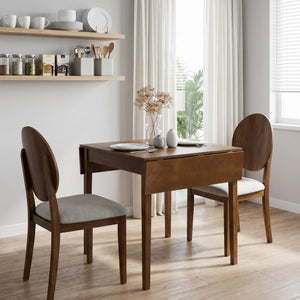 English Elm 31- 31-47 Drop Leaf Dining Table Birch Veneer Walnut Farmhouse Style Seats Four W3204P521976