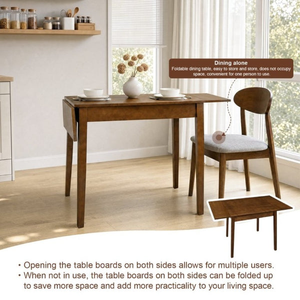 English Elm 31- 31-47 Drop Leaf Dining Table Birch Veneer Walnut Farmhouse Style Seats Four W3204P521976