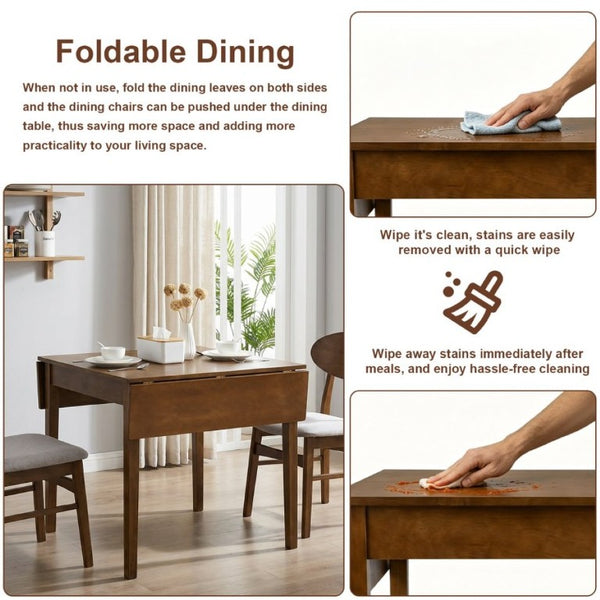 English Elm 31- 31-47 Drop Leaf Dining Table Birch Veneer Walnut Farmhouse Style Seats Four W3204P521976