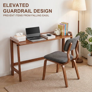 English Elm Solid Wood Folding Desk 49 Inch Mid Century Walnut Writing Table for Small Spaces W3204P523015