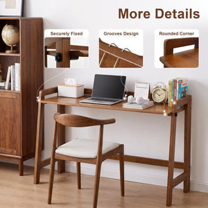 English Elm Solid Wood Folding Desk 49 Inch Mid Century Walnut Writing Table for Small Spaces W3204P523015