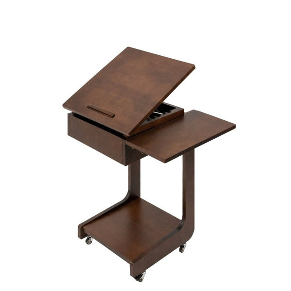 English Elm Solid Wood Rolling C Table with Foldable Adjustable Desktop for Sofa Laptop or Bedside Use W3204P538457
