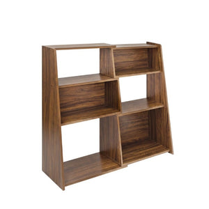 English Elm Wooden Convertible Ladder Bookcase Walnut MDF Three Tier Corner or Wall Display Shelf W3204P538619