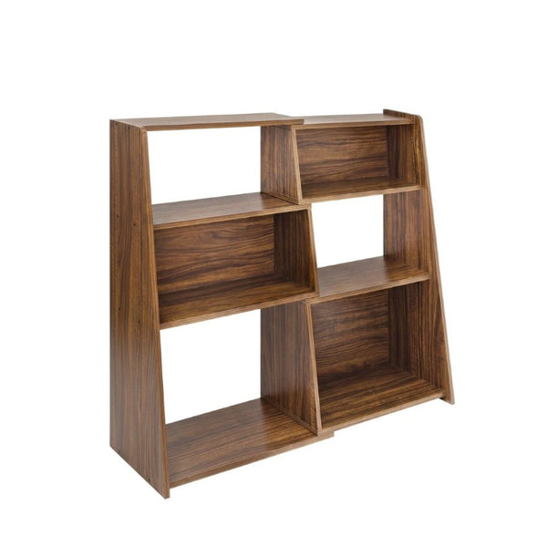 English Elm Wooden Convertible Ladder Bookcase Walnut MDF Three Tier Corner or Wall Display Shelf W3204P538619