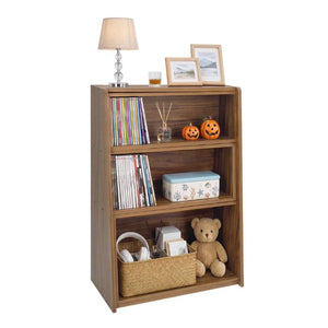 English Elm Wooden Convertible Ladder Bookcase Walnut MDF Three Tier Corner or Wall Display Shelf W3204P538619