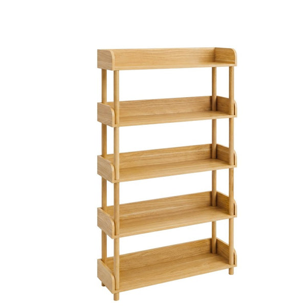 English Elm 5-Tier Freestanding Bookcase with Solid Wood Legs and Open MDF Shelving for Any Room W3204P542856
