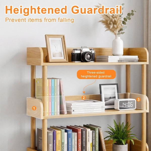 English Elm 5-Tier Freestanding Bookcase with Solid Wood Legs and Open MDF Shelving for Any Room W3204P542856