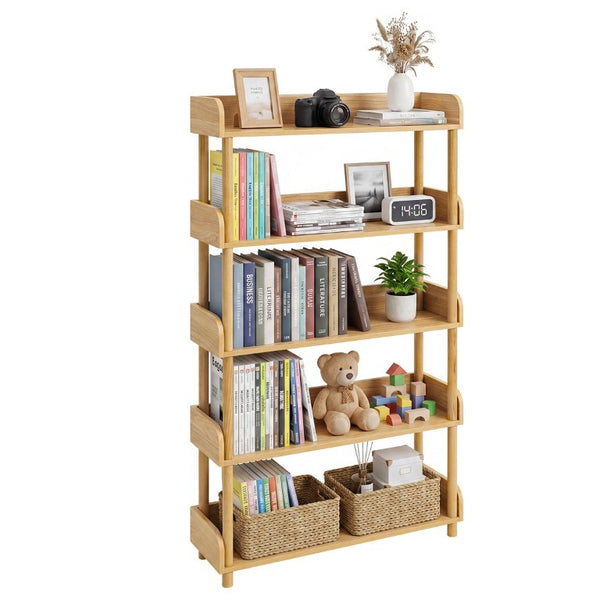 English Elm 5-Tier Freestanding Bookcase with Solid Wood Legs and Open MDF Shelving for Any Room W3204P542856