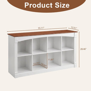 English Elm 8-Cube Farmhouse Bookcase Two-Tone Open Shelving Unit with Decorative Moldings for Living Rooms W3204P543169