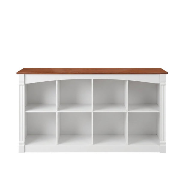 English Elm 8-Cube Farmhouse Bookcase Two-Tone Open Shelving Unit with Decorative Moldings for Living Rooms W3204P543169