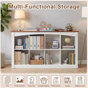 English Elm 8-Cube Farmhouse Bookcase Two-Tone Open Shelving Unit with Decorative Moldings for Living Rooms W3204P543169