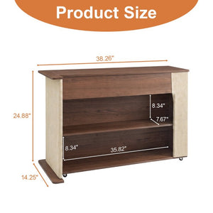 English Elm 2-In-1 Cat Scratcher End Table with Sisal Pad Hidden Storage and Locking Casters W3204P558496