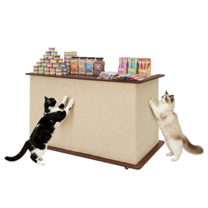 English Elm 2-In-1 Cat Scratcher End Table with Sisal Pad Hidden Storage and Locking Casters W3204P558496