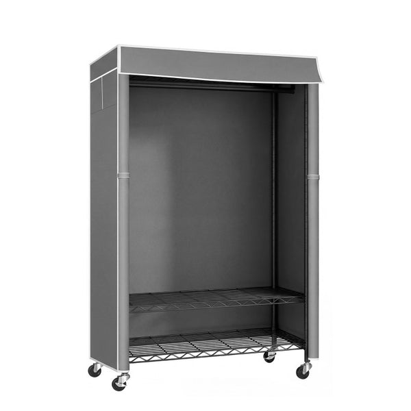 English Elm Clothes Rack Covered Rolling Garment Organizer with Carbon Steel Frame and Zipped Dust Shield W3204P581184