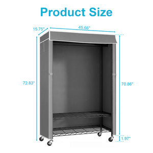 English Elm Clothes Rack Covered Rolling Garment Organizer with Carbon Steel Frame and Zipped Dust Shield W3204P581184