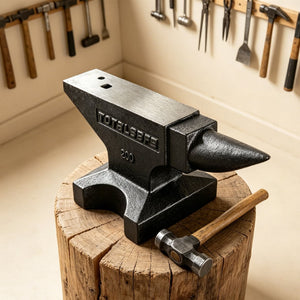 English Elm Cast Steel Blacksmith Anvil 200 Lb Forged Round Horn Wide Platform Workshop Tool W3213P455032