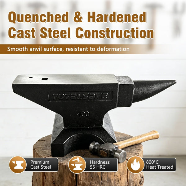 English Elm 400 Lb Solid Carbon Steel Single Horn Anvil 55 Hrc Hardened for Pro Blacksmithing W3213P455056