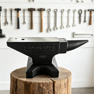 English Elm 400 Lb Solid Carbon Steel Single Horn Anvil 55 Hrc Hardened for Pro Blacksmithing W3213P455056
