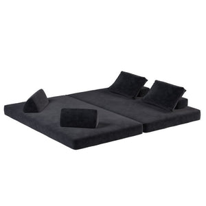 English Elm 86.6Multifunctional Chenille Convertible Sleeper Sofa Deep Seat Chaise for Living Room Dark Grey W3219P340667