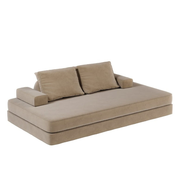 English Elm 86.6Multifunctional Chenille Convertible Sleeper Sofa Deep Seat Chaise for Living Room Camel W3219P340668