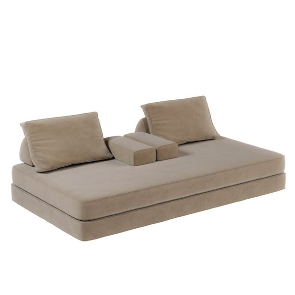 English Elm 86.6Multifunctional Chenille Convertible Sleeper Sofa Deep Seat Chaise for Living Room Camel W3219P340668