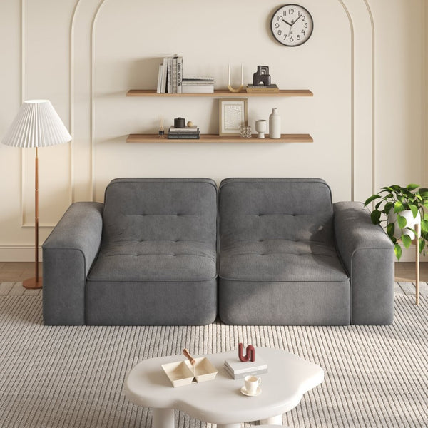 English Elm 83.6" Modular Chenille Sofa Tufted Three Seat Contemporary Design for Living Room Grey W3219P365506