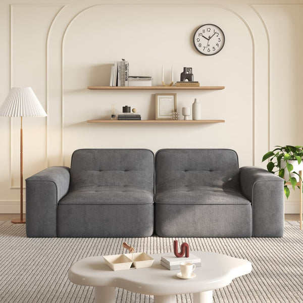 English Elm 83.6" Modular Chenille Sofa Tufted Three Seat Contemporary Design for Living Room Grey W3219P365506